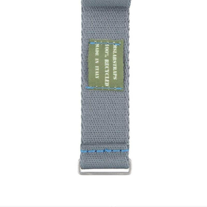 Eco-Friendly Nylon Military Watch Strap -  Grey Light Blue Stitches - Recycled NATO straps- Milano Straps