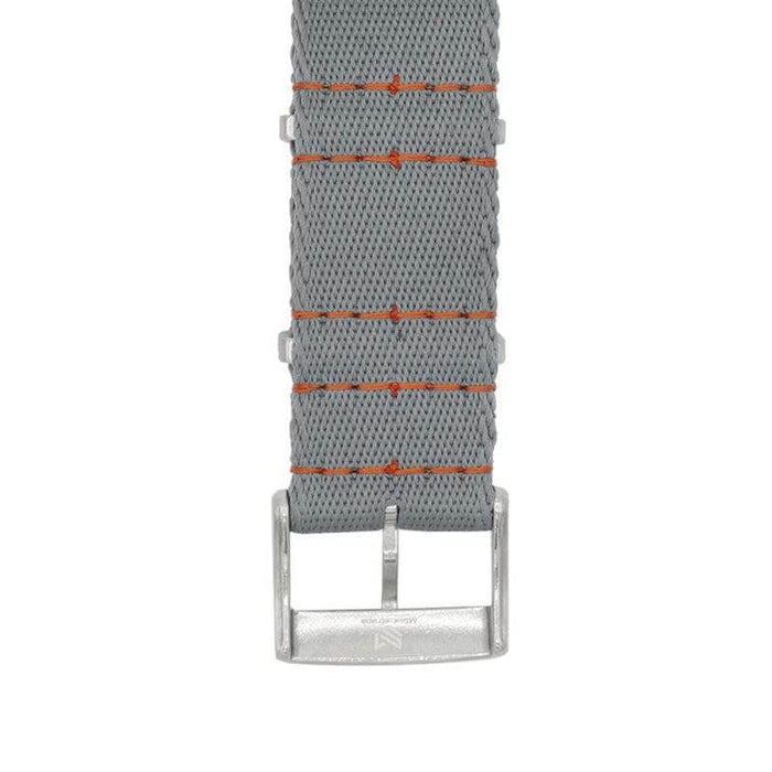 Eco-Friendly  Nylon Military Watch Strap -  Grey - Orange Stitches - Recycled Military Watch Straps- Milano Straps
