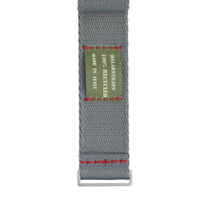 Eco-Friendly Nylon Military  Watch Strap -  Grey Red Stitches - Recycled NATO straps- Milano Straps