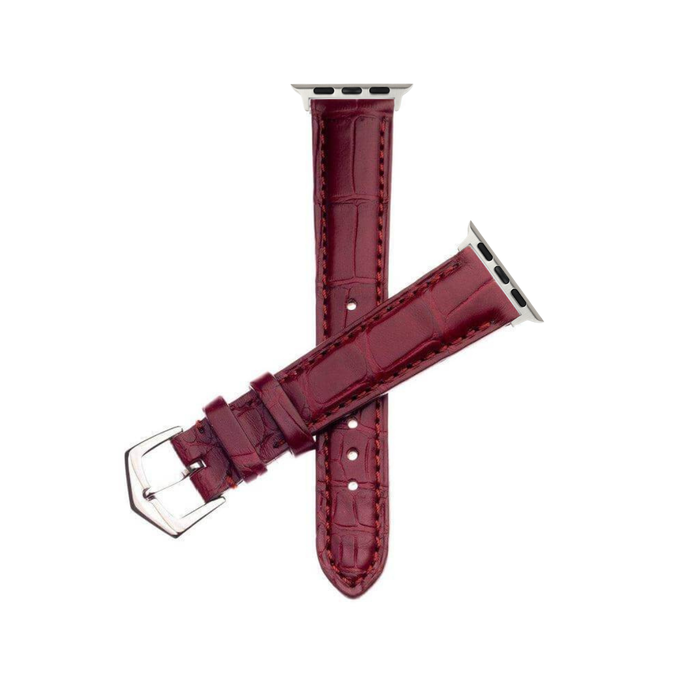 Premium Millennium Burgundy Alligator Apple Watch Strap
