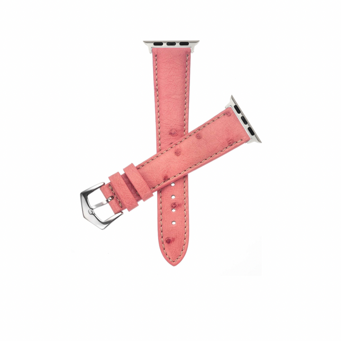 Premium Pink Ostrich Apple Watch Strap