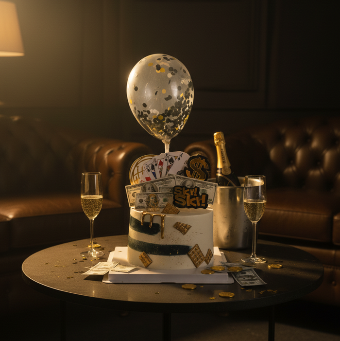 VaVa Designer Cakes Rich & Cash Celebration Cake – Taste the Sweet Side of Success