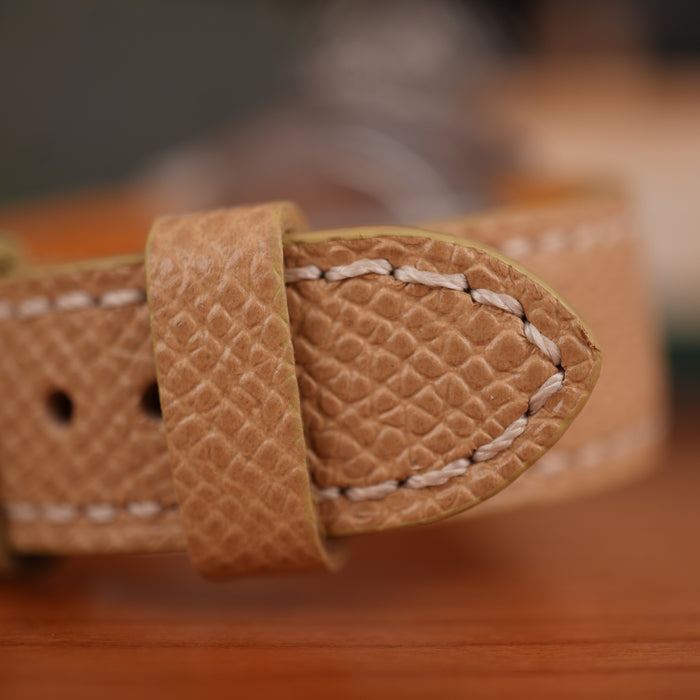 Sand Hammered Calfskin Ecru Stitches Watch strap