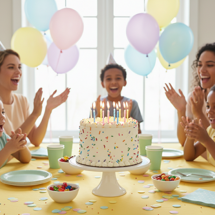 VaVa Designer Cakes Sparkly Party Birthday Cake – A Classic Celebration with a Pop of Joy