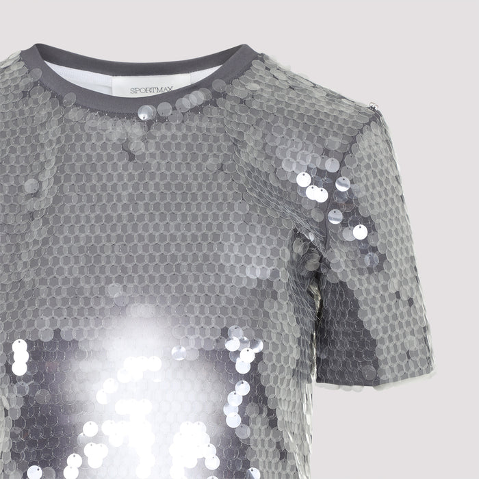 Sportmax Kibbutz Sequined T-Shirt - grey t-shirt for women - view 3