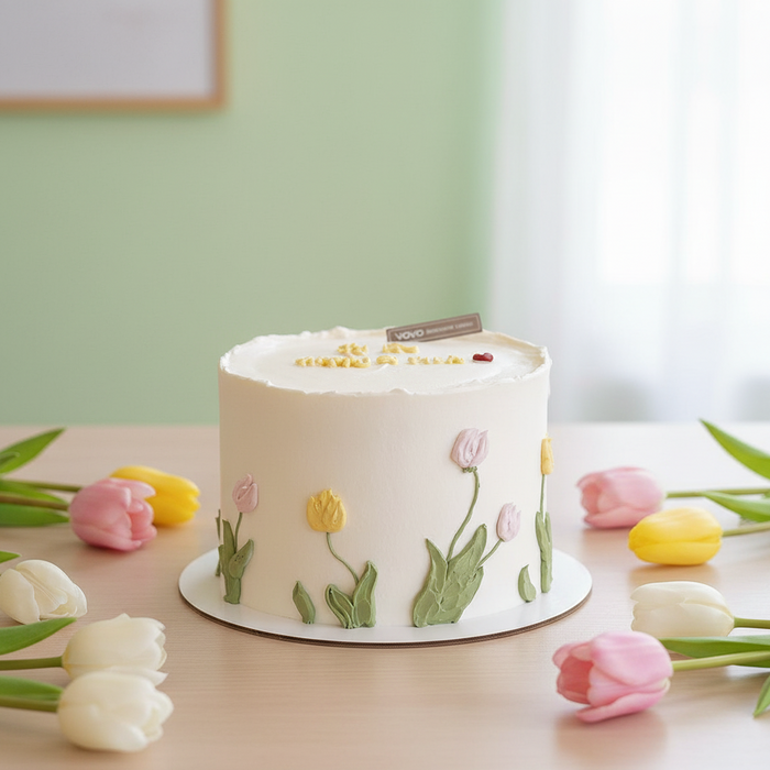 VaVa Designer Cakes Spring Tulip Garden Cake – A Blooming Delight for Every Celebration