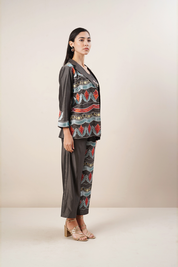 Steel Grey Coord-Set with Panel Patchwork