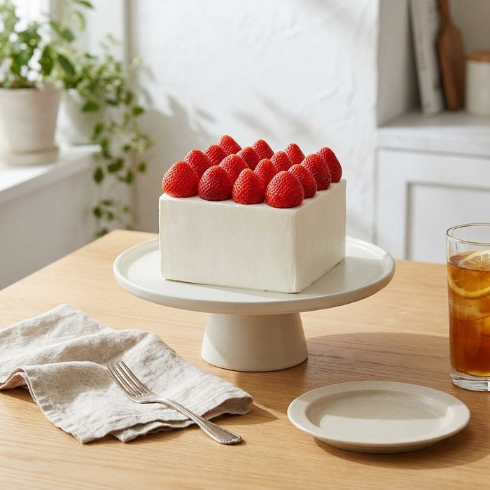 VaVa Designer Cakes Strawberry Grid Cube Chiffon Cake - In Minimalist White