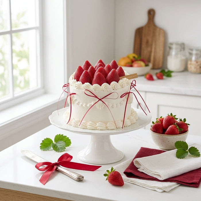 VaVa Designer Cakes Strawberry Ribbon Chiffon Cake - A Romantic & Gift-like Charm
