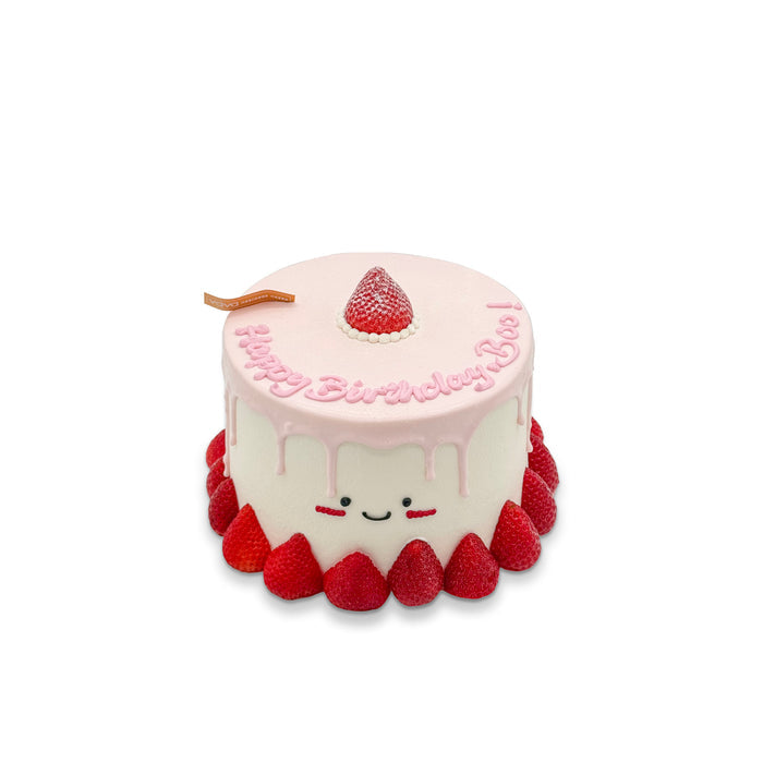VaVa Designer Cakes Strawberry Smiley Drip Cake – Cute Chiffon Cake for Sweet Celebrations