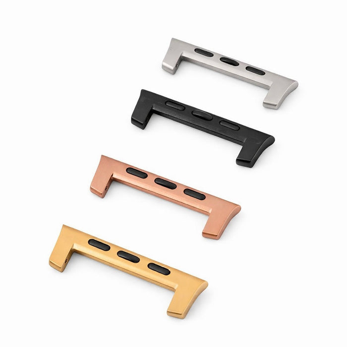 Apple Watch strap adapters in multiple sizes designed to securely connect leather watch straps to Apple Watch cases