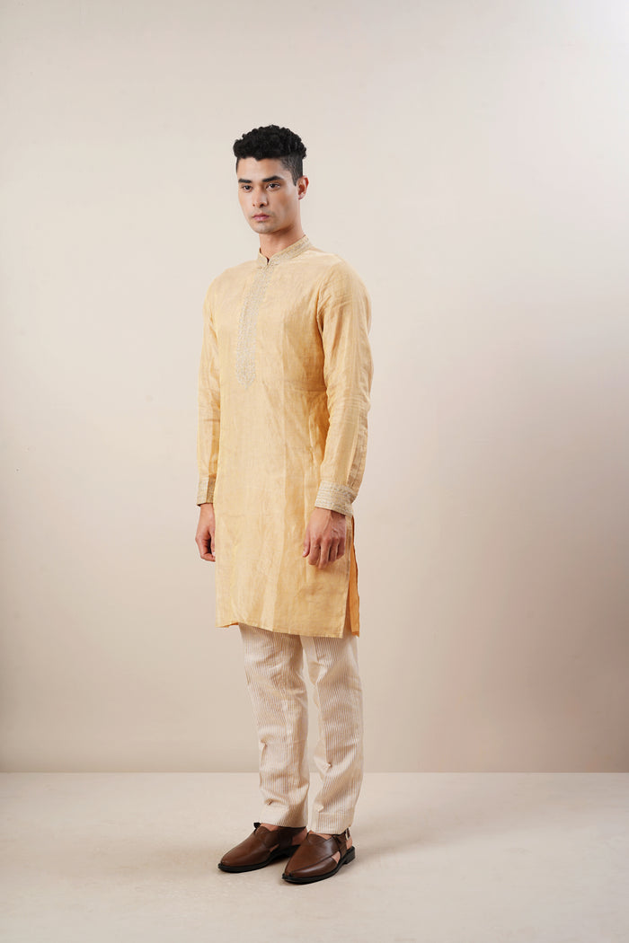 Tissue Mens Kurta Set in Chanderi