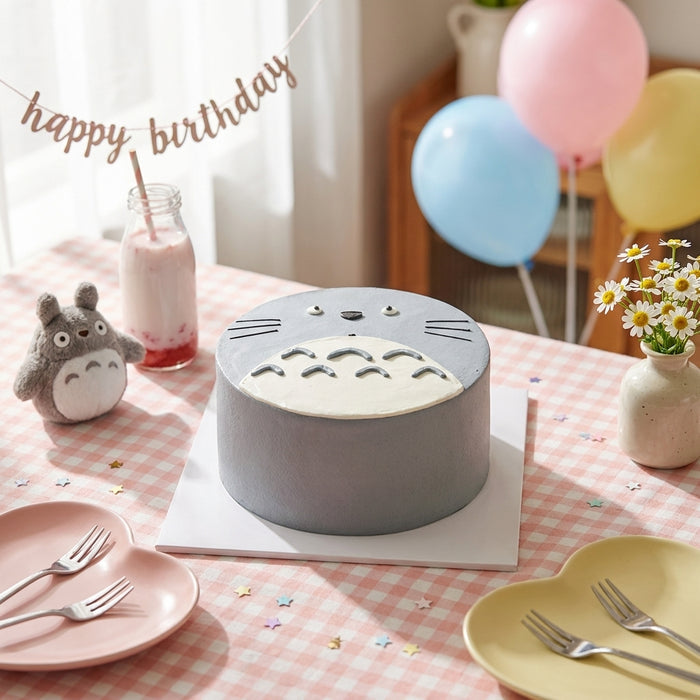 VaVa Designer Cakes Totoro-Inspired Grey Chiffon Cake – Cute Minimalist Design