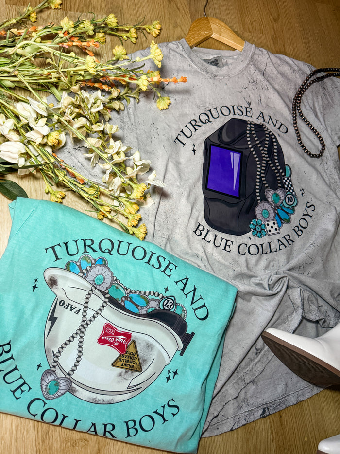 Turquoise & Blue Collar Boys Tee