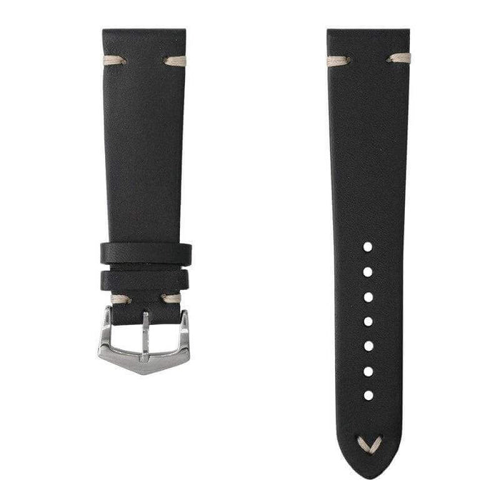 Black Vintage Leather Watch Strap - Black Color - Leather strap- Milano Straps