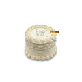 VaVa Designer Cakes Vintage Pearl Chiffon Cake – Ivory Ruffles with Silver Dragees