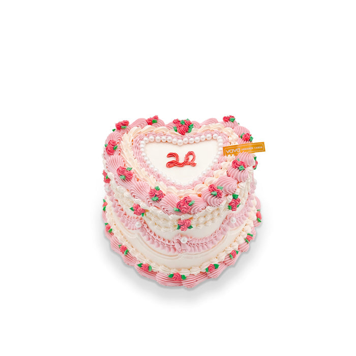 VaVa Designer Cakes Vintage Pink Heart Chiffon Cake - Romantic & Charming