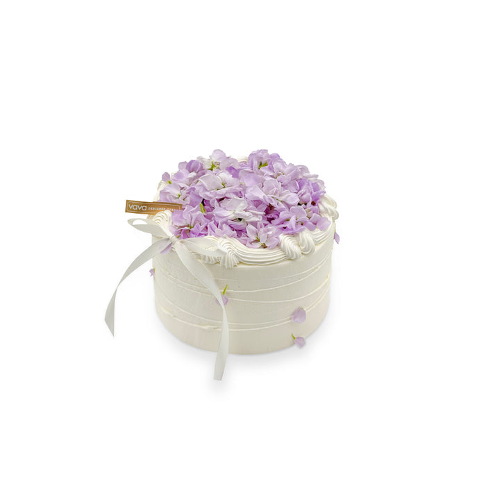 VaVa Designer Cakes Violet Garden Bloom Chiffon Cake - with Ivory Ribbon