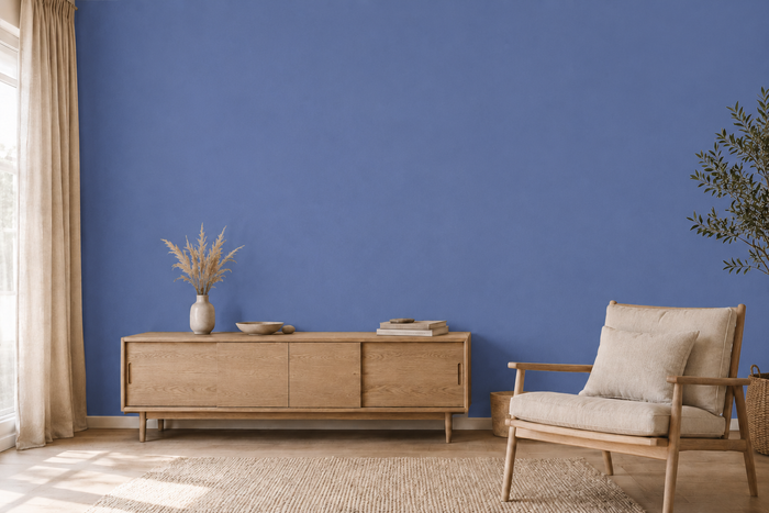 VOLVOX Espressivo Lehmfarbe 179 blau – Raumwirkung