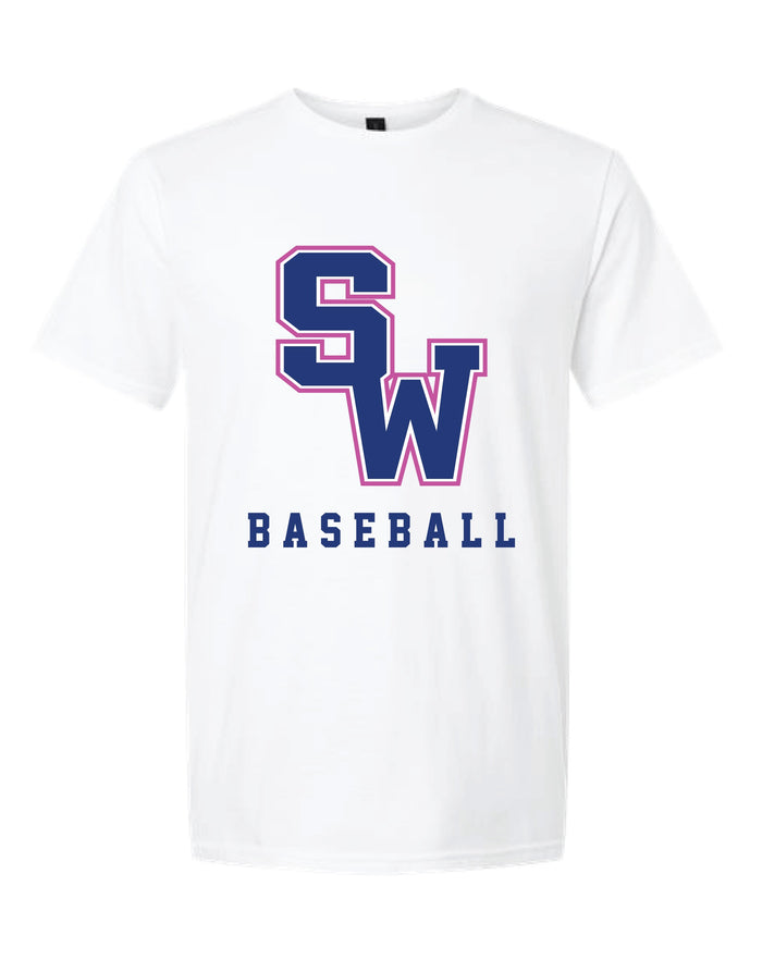 White SW Baseball Tee