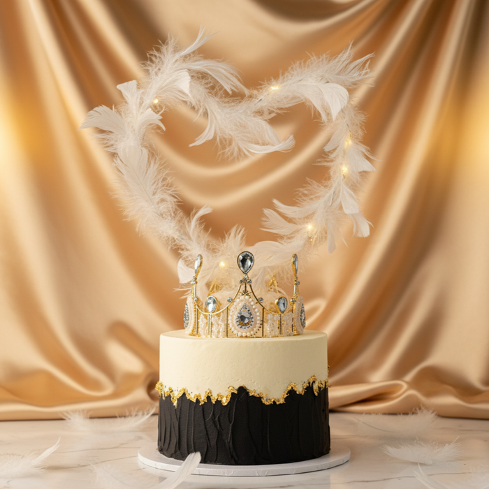 VaVa Designer Cakes Wings of Love Royal Crown Chiffon Cake – A Regal Dream with Feathered Elegance