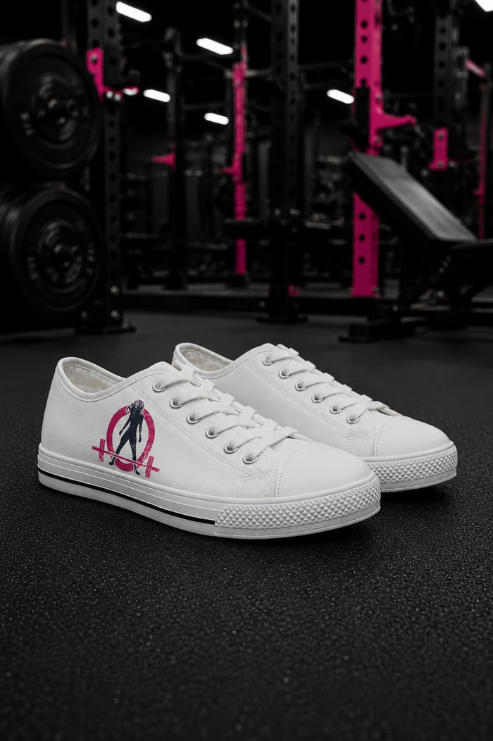 Women's Low Top Sneakers - Classic Color Distressed Logo