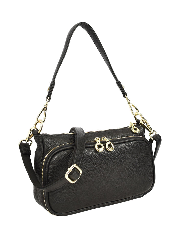 Women’s Real Leather Shoulder Handbag Multi Compartment with Detachable Strap Georgina