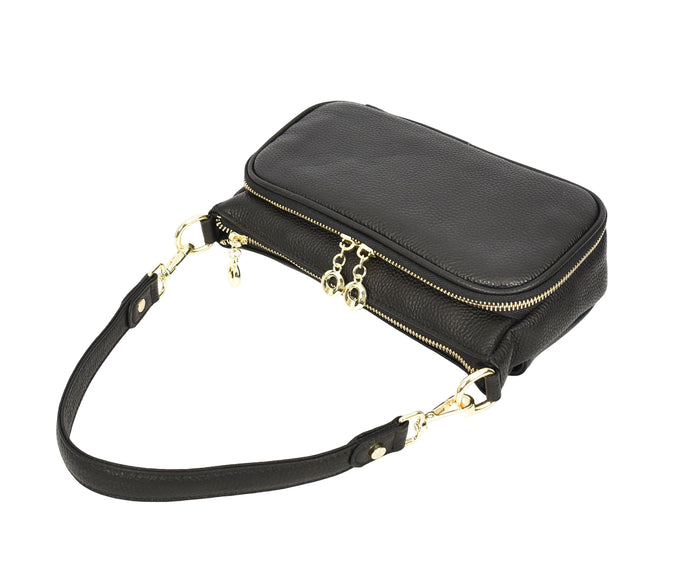 Women’s Real Leather Shoulder Handbag Multi Compartment with Detachable Strap Georgina