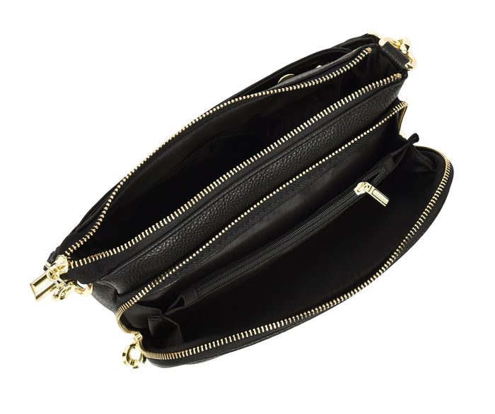 Women’s Real Leather Shoulder Handbag Multi Compartment with Detachable Strap Georgina