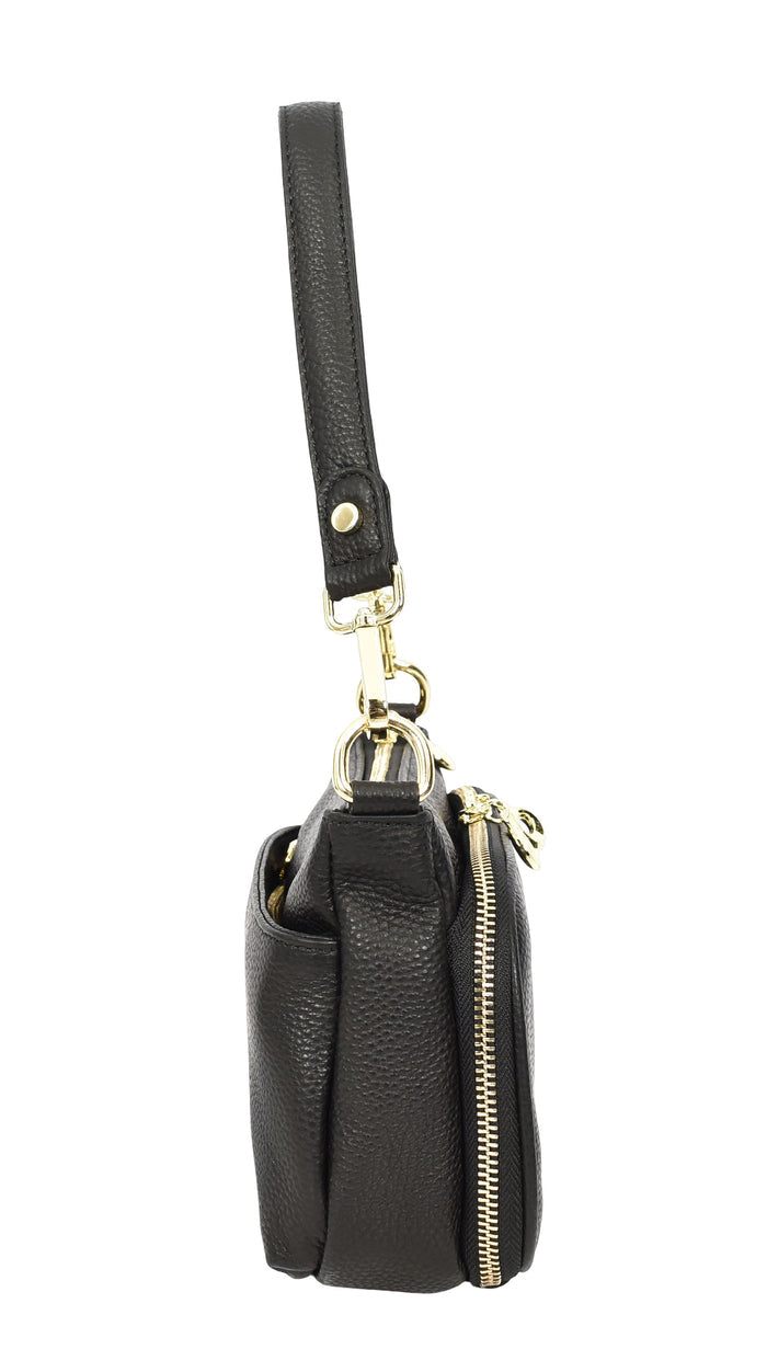 Women’s Real Leather Shoulder Handbag Multi Compartment with Detachable Strap Georgina