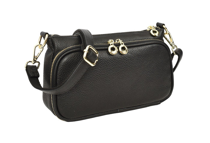 Women’s Real Leather Shoulder Handbag Multi Compartment with Detachable Strap Georgina