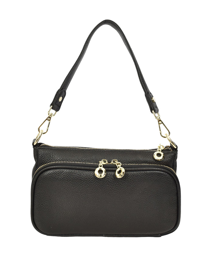 Women’s Real Leather Shoulder Handbag Multi Compartment with Detachable Strap Georgina