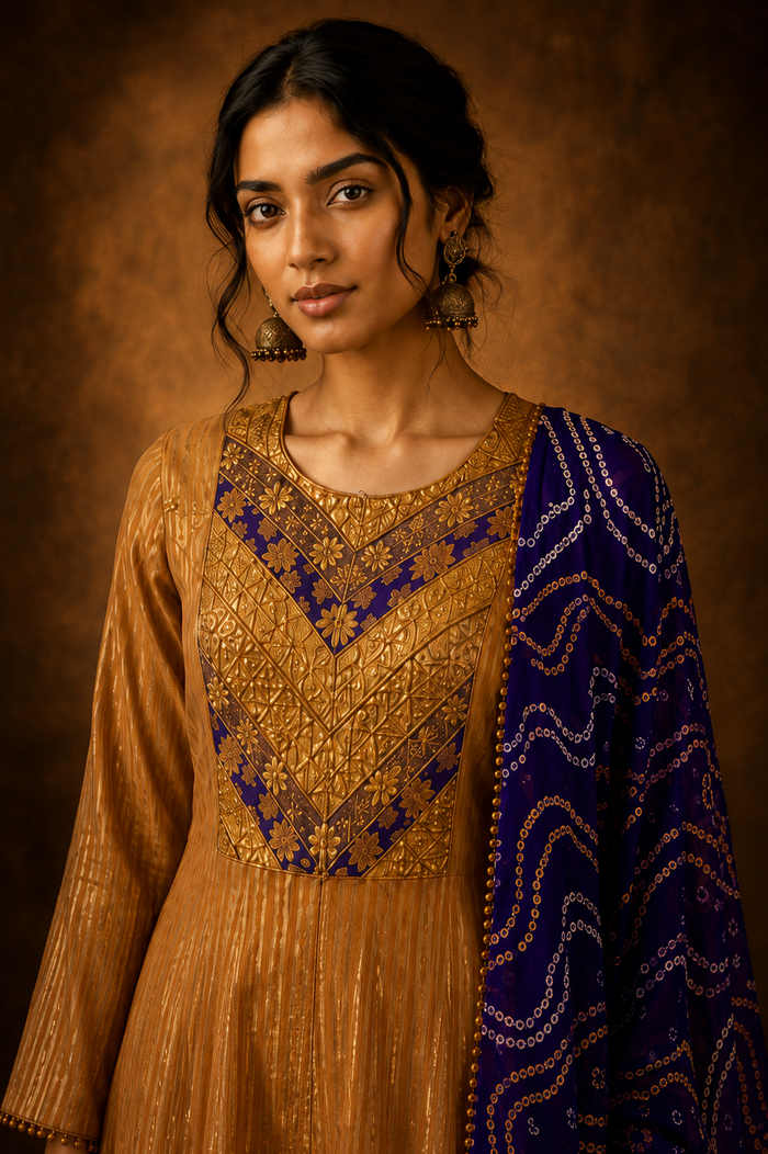Zariyaan- Anarkali Set with Bandhini Dupatta